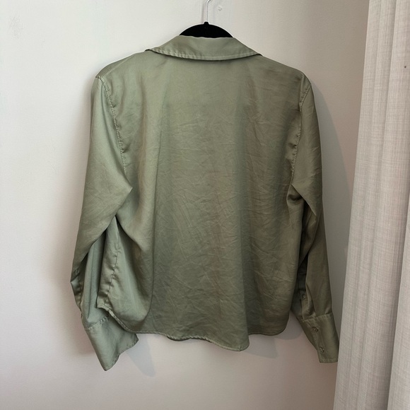 Abercrombie & Fitch Olive Satin Blouse - Picture 6 of 10